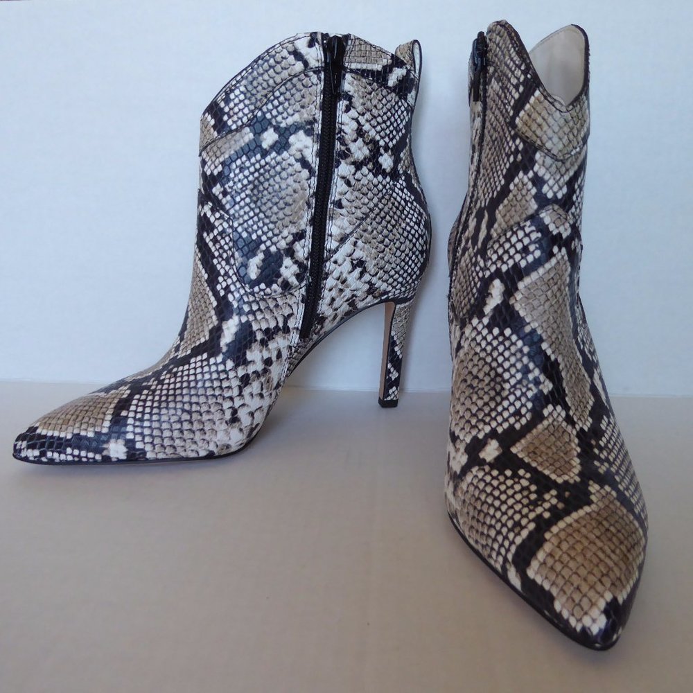 Gianni Binni Python Print Leather Booties,6.5m,New - image 1